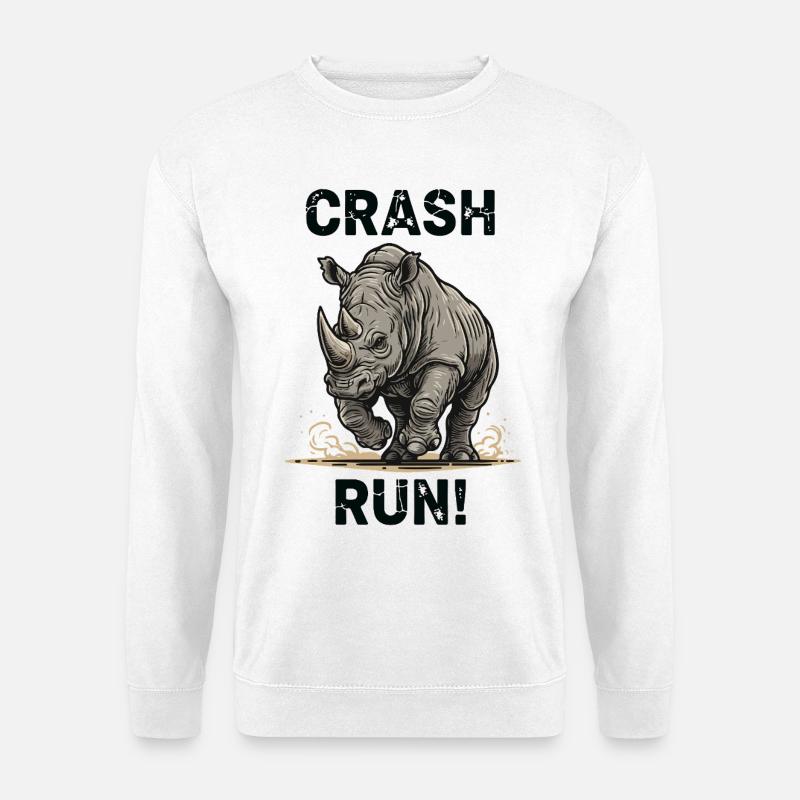 Wild Rhinoceros Crash Run - Unisex Pullover - Weiß