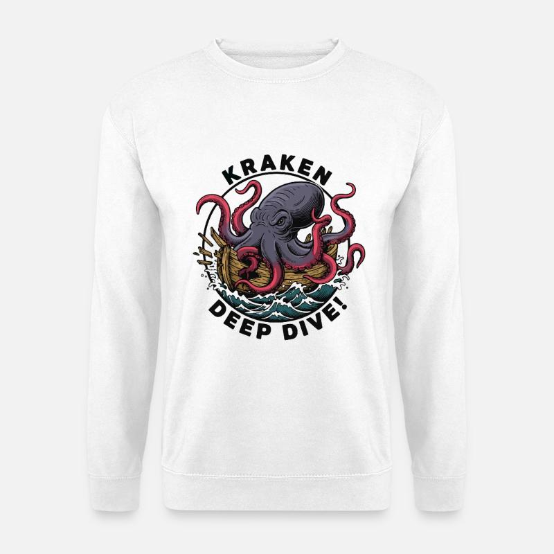 Kraken Deep Dive Attack Ship - Unisex Sweatshirt - white