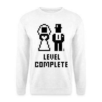 Niveau complété (Mariage / Enterrement de vie de garçon / Pixel / Grass / B) - Sweat-shirt Unisexe - blanc - Devant