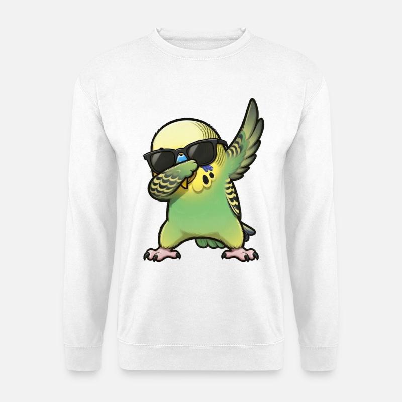 Dabbing Wellensittich gruen - Unisex Pullover - Weiß