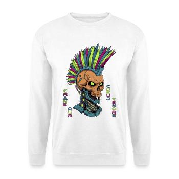 Cyber Skull - Crâne dur, cœur tendre - Sweat-shirt Unisexe - blanc - Devant
