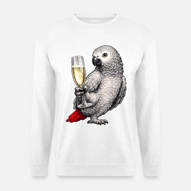 African grey parrot sparkling wine - Unisex Sweatshirt - white