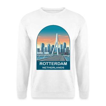 Rotterdam Netherlands Skyline Vintage Travel Art - Unisex Sweatshirt - white - Front