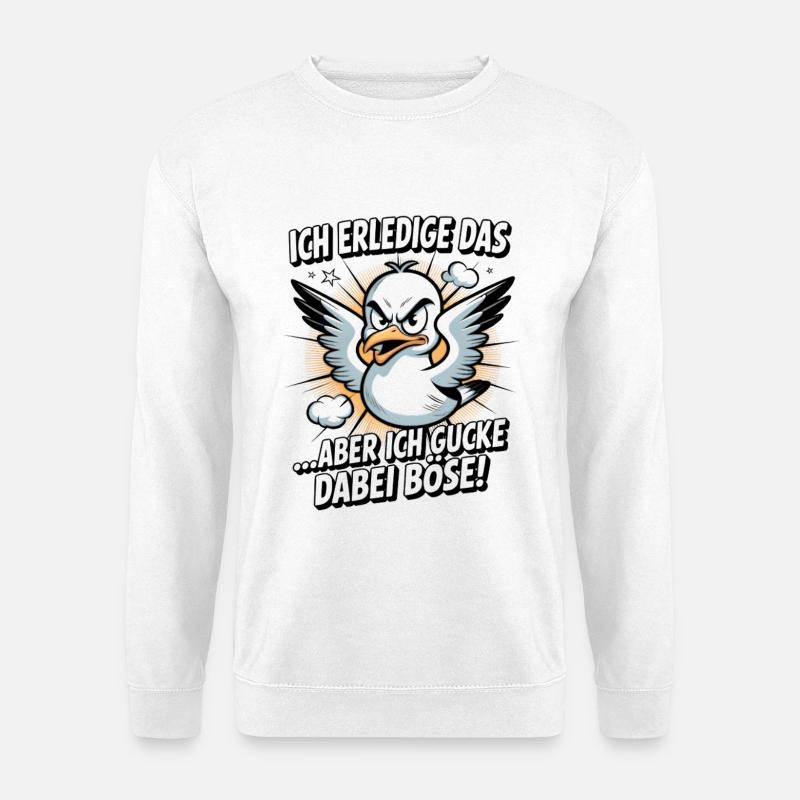 Ich erledige das  Möwe Witziger Vogel - Unisex Pullover - Weiß