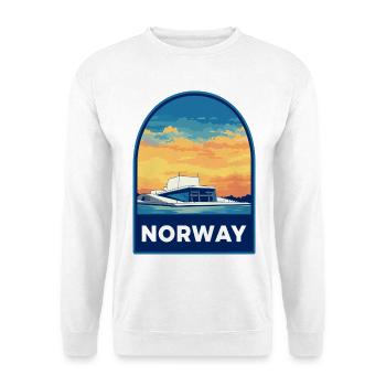 Norway Oslo Opera House Retro Sunset Travel Badge - Unisex Sweatshirt - white - Front