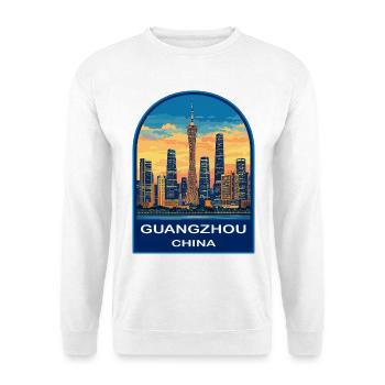Guangzhou China Canton Tower Skyline Retro-Abzeichen - Unisex Pullover - Weiß - Vorne