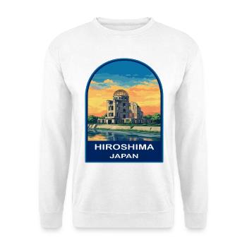 Hiroshima Dome Japan Retro Sunset Travel Badge - Unisex Sweatshirt - white - Front