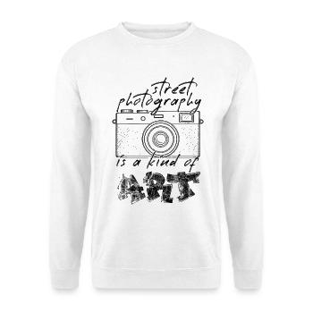 Straßenfotografie als Kunst /dunkel - Unisex Pullover - Weiß - Vorne