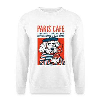 Chien café de Paris avec baguette - Sweat-shirt Unisexe - blanc - Devant