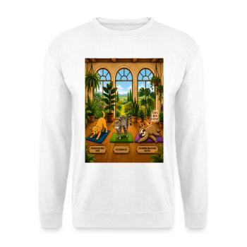 Zusammengebrochenes Faultier – Lustiges Yoga Shirt - Unisex Pullover - Weiß - Vorne