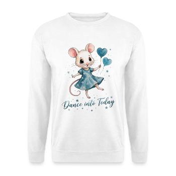 Tanzende Maus mit Herzballons - Unisex Pullover - Weiß - Vorne