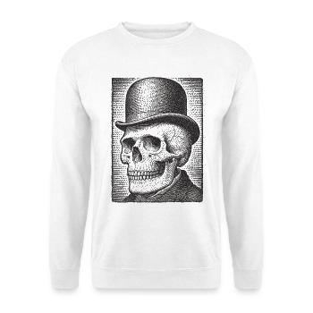 Skull with bowler hat - Unisex Sweatshirt - white - Front