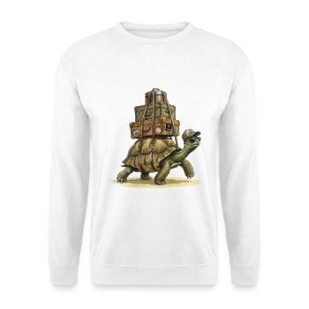 Lustige Reise Schildkröte mit Koffer Urlaubs Motiv - Unisex Pullover - Weiß - Vorne