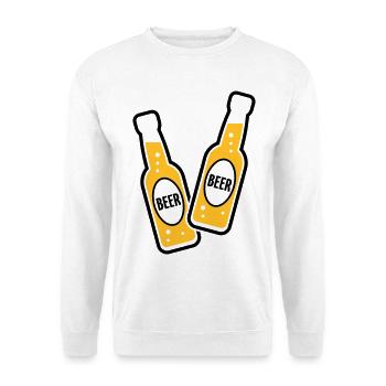 2 Toasting Beer Bottles (Beery / POS 2C) - Unisex Sweatshirt - white - Front