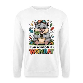 Für immer Dein Wombat - Unisex Pullover - Weiß - Vorne - Alina (178cm) & Michal (187cm)