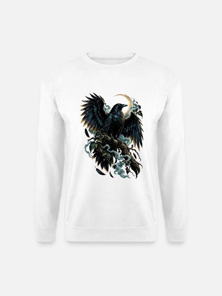 Rabe unter Mondlicht - Unisex Pullover - Weiß