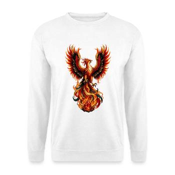 Phönix aus Flammenaufstieg - Unisex Pullover - Weiß - Vorne - Alina (178cm) & Michal (187cm)