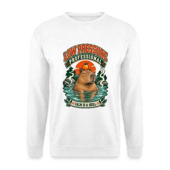 Capybara – Niederdruck-Profi - Unisex Pullover - Weiß - Vorne - Alina (178cm) & Michal (187cm)