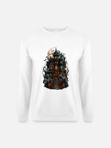 Mondschein Spukhaus mit Laternen - Unisex Pullover - Weiß