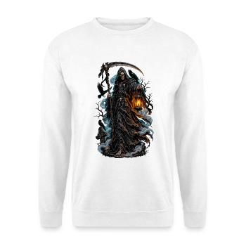 Schattenhüter mit Laterne - Unisex Pullover - Weiß - Vorne - Alina (178cm) & Michal (187cm)