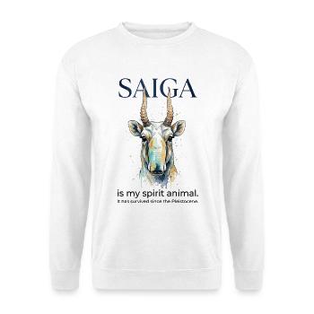 Saiga Antelope Spirit Animal - Unisex Pullover - Weiß - Vorne - Alina (178cm) & Michal (187cm)