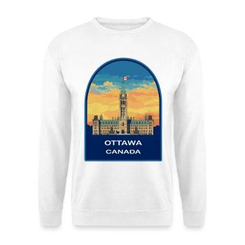 Abzeichen des Friedensturms des Parlamentshagels von Ottawa Canada - Unisex Pullover - Weiß - Vorne - Alina (178cm) & Michal (187cm)