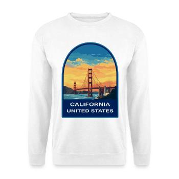 Kalifornien, USA Golden Gate Bridge Reiseabzeichen - Unisex Pullover - Weiß - Vorne - Alina (178cm) & Michal (187cm)