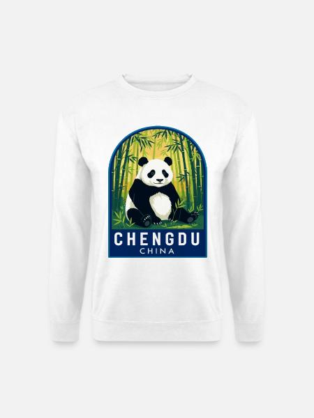 Chengdu China-Riesenpanda-Bambuswaldabzeichen - Unisex Pullover - Weiß