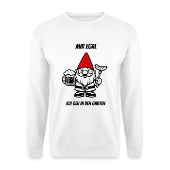 Gartenzwerg mit Bier und Grillwurst, Heimwerker - Unisex Pullover - Weiß - Vorne - Alina (178cm) & Michal (187cm)