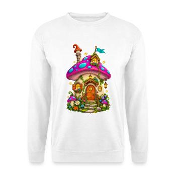 Wunderwald Pilzhäuschen - Unisex Pullover - Weiß - Vorne - Alina (178cm) & Michal (187cm)