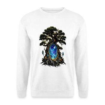Weltenbaum Portal Nacht - Unisex Pullover - Weiß - Vorne - Alina (178cm) & Michal (187cm)
