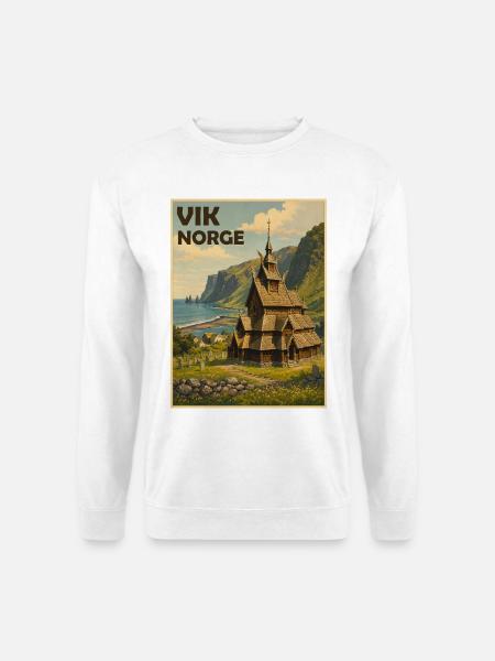 Vik Norwegen Kirche - Unisex Pullover - Weiß