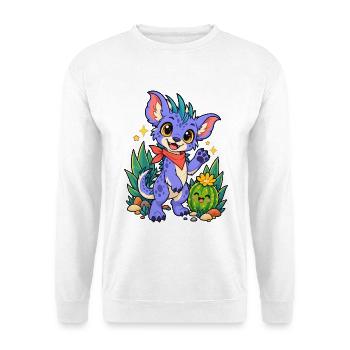 Kawaii Drache am Kaktusfreund - Unisex Pullover - Weiß - Vorne - Alina (178cm) & Michal (187cm)