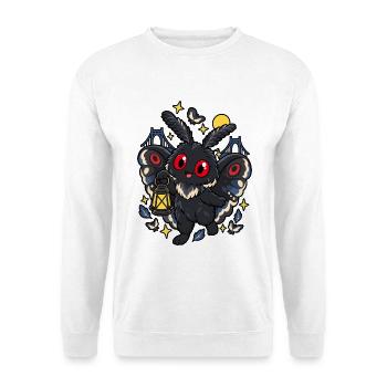 Nachtfalter-Kobold mit Laterne - Unisex Pullover - Weiß - Vorne - Alina (178cm) & Michal (187cm)