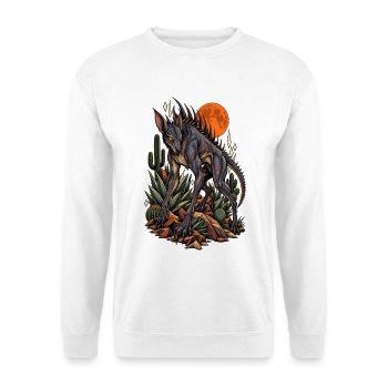 Wüsten Drache bei rotem Mond - Unisex Pullover - Weiß - Vorne - Alina (178cm) & Michal (187cm)