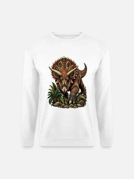 Farbenfroher Triceratops mit Muster - Unisex Pullover - Weiß