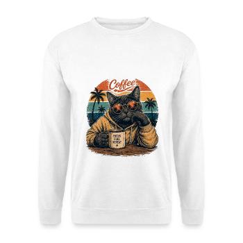 Retro Kaffeekatzenpalmen - Unisex Pullover - Weiß - Vorne - Alina (178cm) & Michal (187cm)