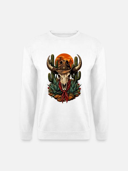 Wüsten-Schädel Cowboy - Unisex Pullover - Weiß