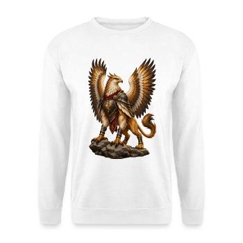Kriegsadler Rüstung - Unisex Pullover - Weiß - Vorne - Alina (178cm) & Michal (187cm)
