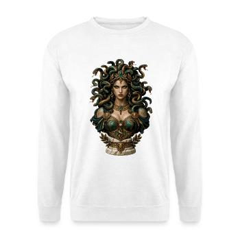 Medusa Krone der Schlangen - Unisex Pullover - Weiß - Vorne - Alina (178cm) & Michal (187cm)