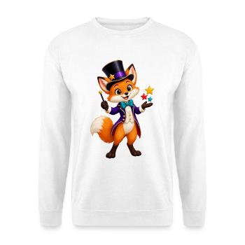 Zaubernder Fuchs Magier-Charakter - Unisex Pullover - Weiß - Vorne - Alina (178cm) & Michal (187cm)