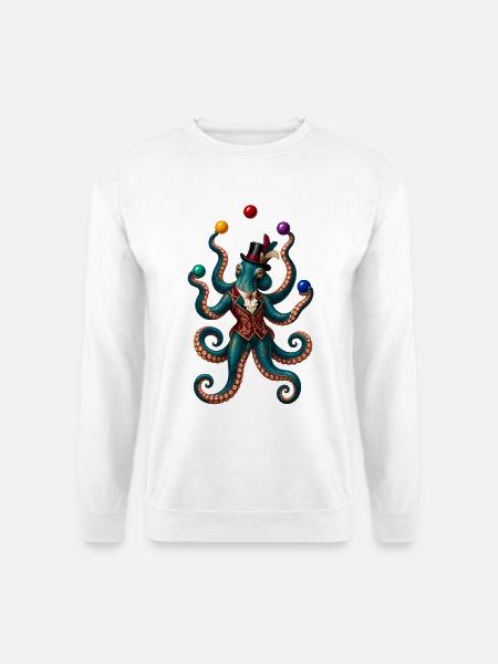 Tintenoktopus im Zylinder - Unisex Pullover - Weiß
