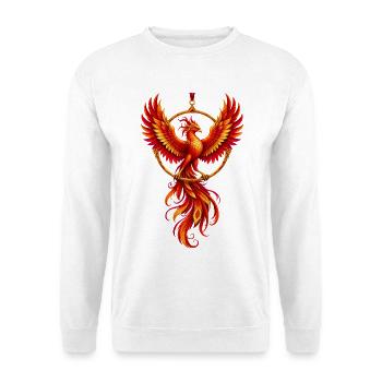 Phönix im Feuerring - Unisex Pullover - Weiß - Vorne - Alina (178cm) & Michal (187cm)