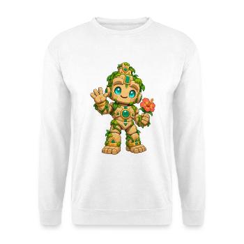 Dschungel-Golem Hibiskus - Unisex Pullover - Weiß - Vorne - Alina (178cm) & Michal (187cm)
