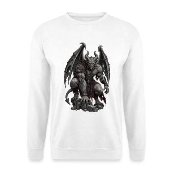 Dämonischer Flügelkrieger - Unisex Pullover - Weiß - Vorne - Alina (178cm) & Michal (187cm)
