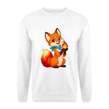 Fuchs mit Funkenflamme - Unisex Pullover - Weiß - Vorne - Alina (178cm) & Michal (187cm)