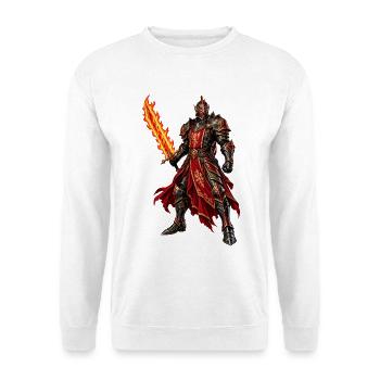 Roter Ritter mit Flammenschwert - Unisex Pullover - Weiß - Vorne - Alina (178cm) & Michal (187cm)