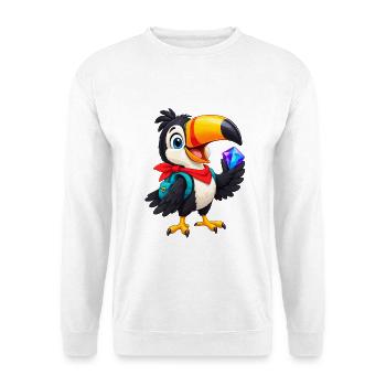 Tropischer Toucan mit Kristall - Unisex Pullover - Weiß - Vorne - Alina (178cm) & Michal (187cm)