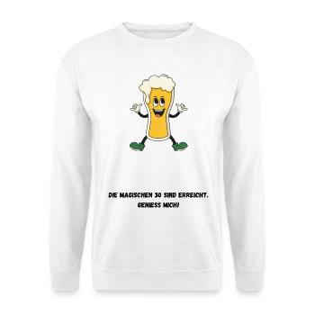 Magische 30 Bier Geburtstag praktisches Geschenk - Unisex Pullover - Weiß - Vorne - Alina (178cm) & Michal (187cm)