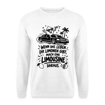 Lustiger Spruch - Wenn das Leben dir Limonen gibt - Unisex Pullover - Weiß - Vorne - Alina (178cm) & Michal (187cm)